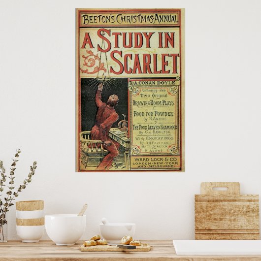 シャーロックホームズ緋色の勉強カバーのヴィンテージ ポスター (キッチン)