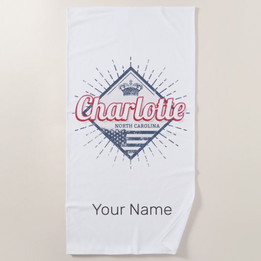 シャーロッテシティノースカロライナ州アメリカ合衆国 ビーチタオル (正面)
