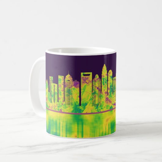 シャーロッテノースカロライナのスカイライン コーヒーマグカップ (正面左)