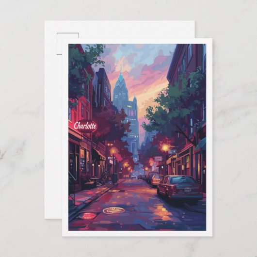 シャーロッテノースカロライナのヴィンテージ旅行 ポストカード (正面/裏面)