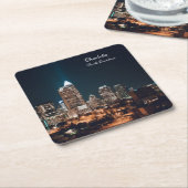 シャーロッテノースカロライナ市スカイラインナイト スクエアペーパーコースター (アングル)