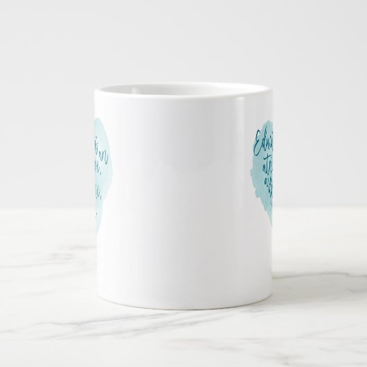 シャーロッテメイスン引用文ブルーウォーターカラーホームスクール ジャンボコーヒーマグカップ (正面)