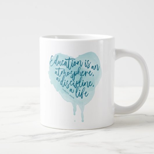 シャーロッテメイスン引用文ブルーウォーターカラーホームスクール ジャンボコーヒーマグカップ (右)