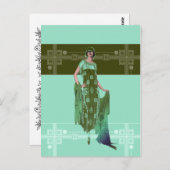 シャーロットのショール、1920年代ファッション、造幣局とオリーブ ポストカード (正面/裏面)