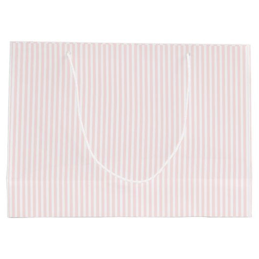 シャーロットのピンクおよび白のストライプの明るいピンク ラージペーパーバッグ (裏面)