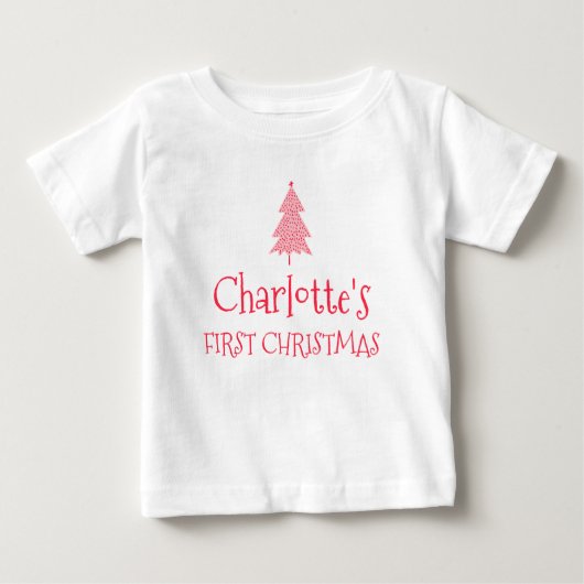 シャーロットのファーストクリスマスベイビー 1st Xmas 名前シャツ ベビーTシャツ (正面)