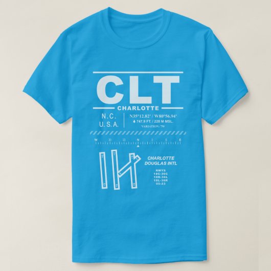 シャーロットダグ国際的ラス空港CLT Tシャツ (デザイン正面)