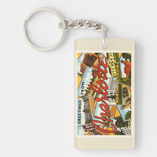 シャーロットノースカロライナNCの古いヴィンテージの郵便はがき キーホルダー (正面)