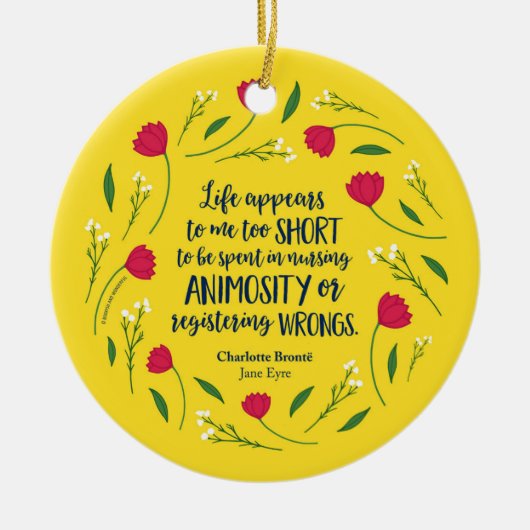シャーロットブロンテジェーンフローラライフブック引用文 セラミックオーナメント (正面)