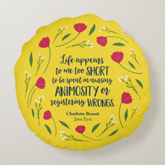 シャーロットブロンテジェーンフローラライフブック引用文 ラウンドクッション (裏面)
