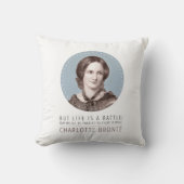 シャーロットブロンテポートレートと引用文 クッション (正面)