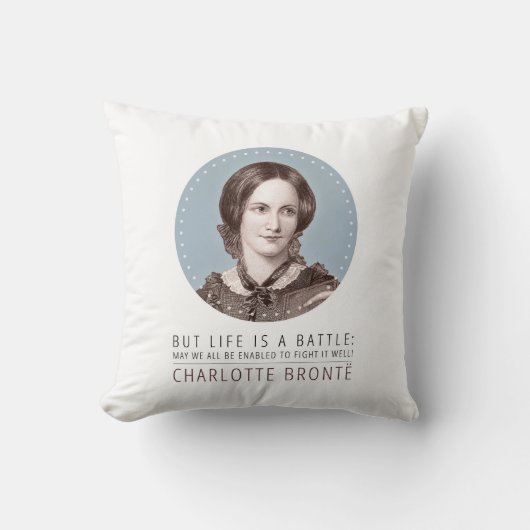 シャーロットブロンテポートレートと引用文 クッション (正面)