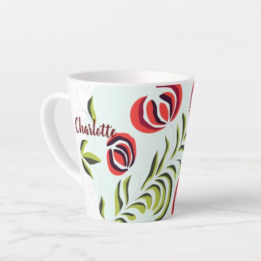 シャーロット名パーソナライズされた、ギフトアート、名前をカスタムする カフェラテマグ (左アングル)