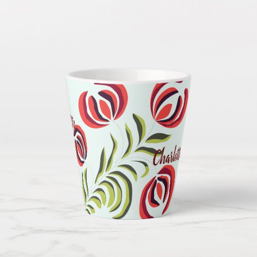 シャーロット名パーソナライズされた、ギフトアート、名前をカスタムする カフェラテマグ (正面)