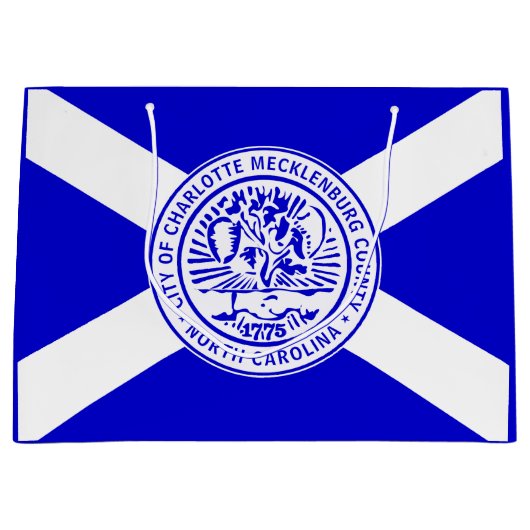 シャーロット市旗（ノースカロライナ州） ラージペーパーバッグ (正面)