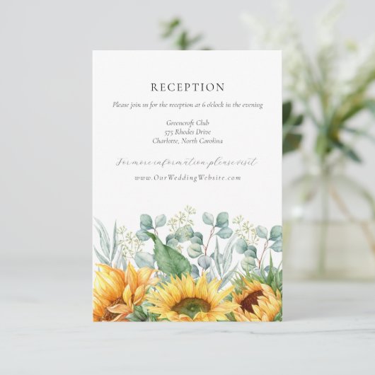 シャーロット素朴ひまわりウェディングレセプション エンクロージャーカード (スタンド正面)