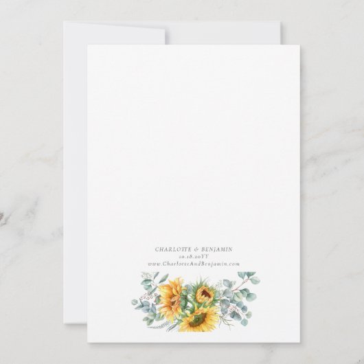 シャーロット素朴サンフラワーズヴィンテージウェディング 招待状 (裏面)