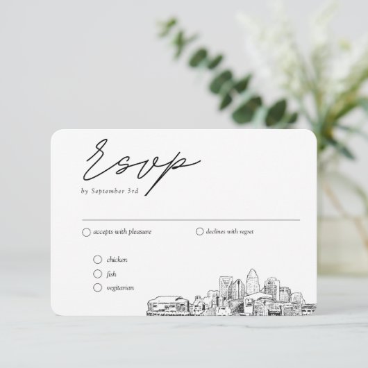 シャーロット結婚のRSVP伝統的の食事オプション エンクロージャーカード (スタンド正面)