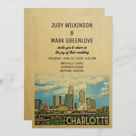 シャーロット結婚式招待状ノースカロライナ 招待状 (正面/裏面)