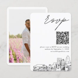 シャーロット結婚式RSVP QRコードスモール エンクロージャーカード