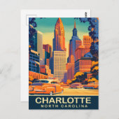 シャーロット、シティセンター、ノースカロライナ、旅行 ポストカード (正面/裏面)