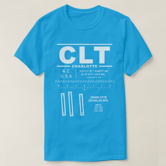 シャーロット・ダグラス国際空港 CLT Tシャツ (デザイン正面)
