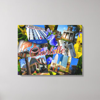 シャーロット・ノースカロライナ州写真コラージュ キャンバスプリント