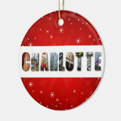 シャーロット・ノースカロライナ旅行写真クリスマス セラミックオーナメント (左)