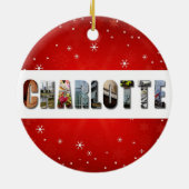 シャーロット・ノースカロライナ旅行写真クリスマス セラミックオーナメント (裏面)