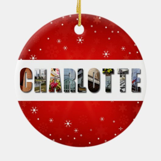シャーロット・ノースカロライナ旅行写真クリスマス セラミックオーナメント (裏面)