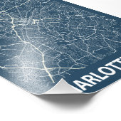 シャーロット – ノースカロライナ青写真シティーの地図 フォトプリント (角)