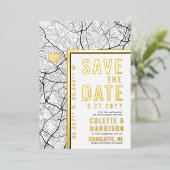 シャーロット・ラブロケーター |結婚式の日付の保存 箔招待状 (立ち正面)