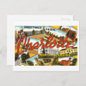 シャーロット、NC、ヴィンテージ・コラージュからの挨拶 ポストカード (正面/裏面)