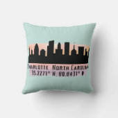 シャーロットNCシティスカイライン緯度と経度 クッション (裏面)