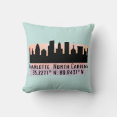 シャーロットNCシティスカイライン緯度と経度 クッション (正面)