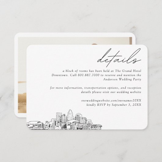 シャーロッ結婚テズホテルルームブロック詳細 エンクロージャーカード (正面/裏面)