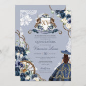 シャーロホースクレスト王室のネイビーブルーキンセアニェラ 招待状 (正面/裏面)