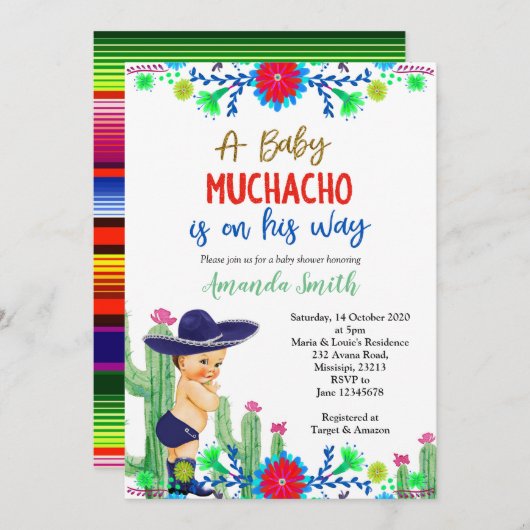 シャーロメキシカンベイビーシャワー招待状 招待状 (正面/裏面)