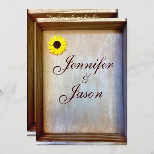 シャ素朴ドウボックスひまわり結婚式招待状 招待状 (正面/裏面)