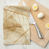 シュアクリームベージュレース葉ズ キッチンタオル (四つ折り)