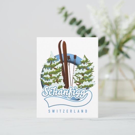 シュアニグ・スイスのスキーのポスター シーズンポストカード (スタンド正面)