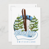 シュアニグ・スイスのスキーのポスター シーズンポストカード (正面/裏面)