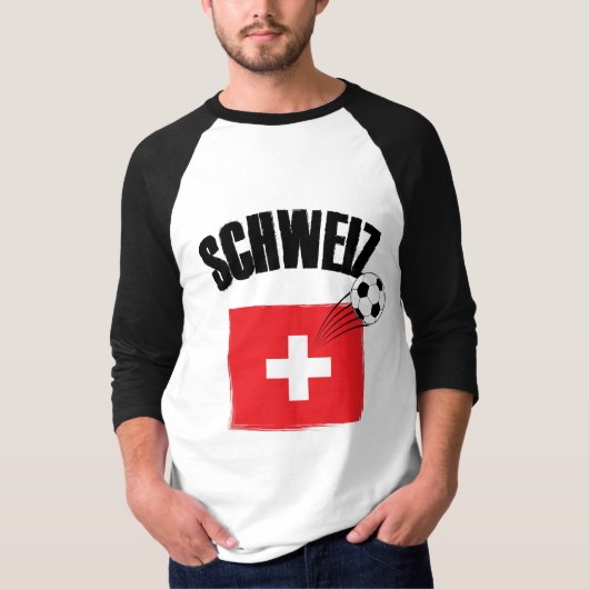 シュウィズ・フスボール・スイス・サッカー国旗 Tシャツ (正面)