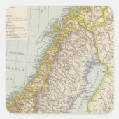 シュウェデン，ノルウェーの地図 – スウェーデンとノルウェーの地図 スクエアシール (正面)
