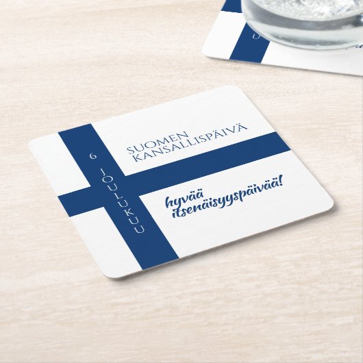 シュオメン・カンサルリスパイヴァ・フィンランド国旗 スクエアペーパーコースター (アングル)