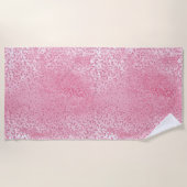 シュガーかわいらしピガーリーンクグリッターヒョウ ビーチタオル (正面)