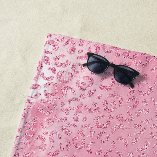 シュガーかわいらしピガーリーンクグリッターヒョウ ビーチタオル (インサイチュ)