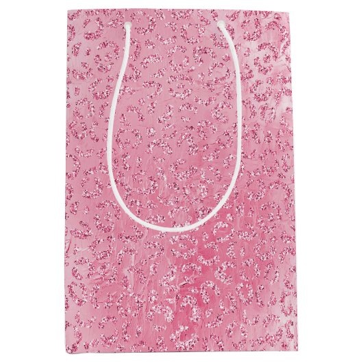 シュガーかわいらしピガーリーンクグリッターヒョウ ミディアムペーパーバッグ (正面)