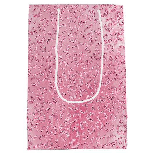 シュガーかわいらしピガーリーンクグリッターヒョウ ミディアムペーパーバッグ (裏面)