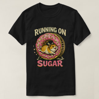 「シュガーで走る」ハイパーハムスター デザイン Tシャツ